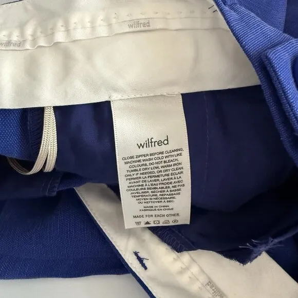Aritzia Wilfred Vito Linen Shorts Hight Waisted Pleated Blue